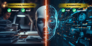 Comparison of traditional vs AI-driven marketing ROI.