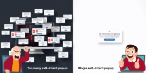 Intrusive website pop-ups versus a subtle exit-intent popup offer